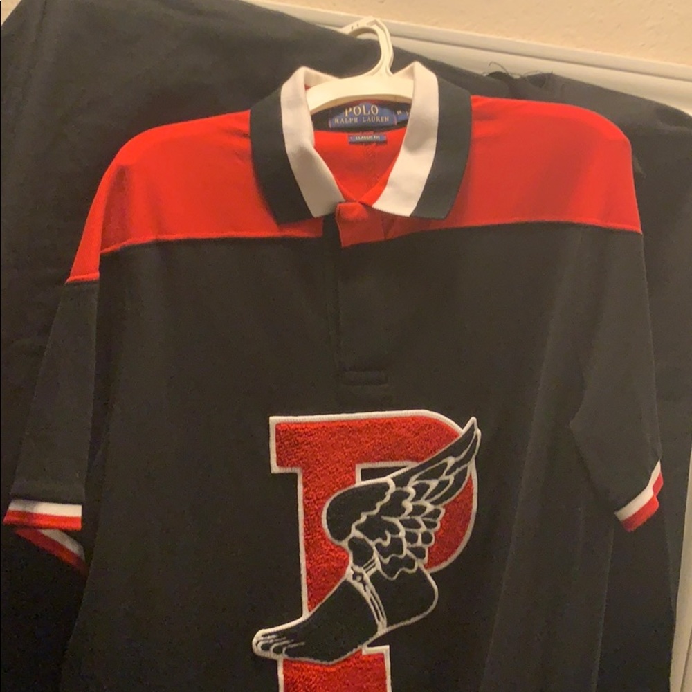 Polo shirt black & red size medium